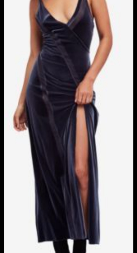 Velvet Free People gown with deep slit